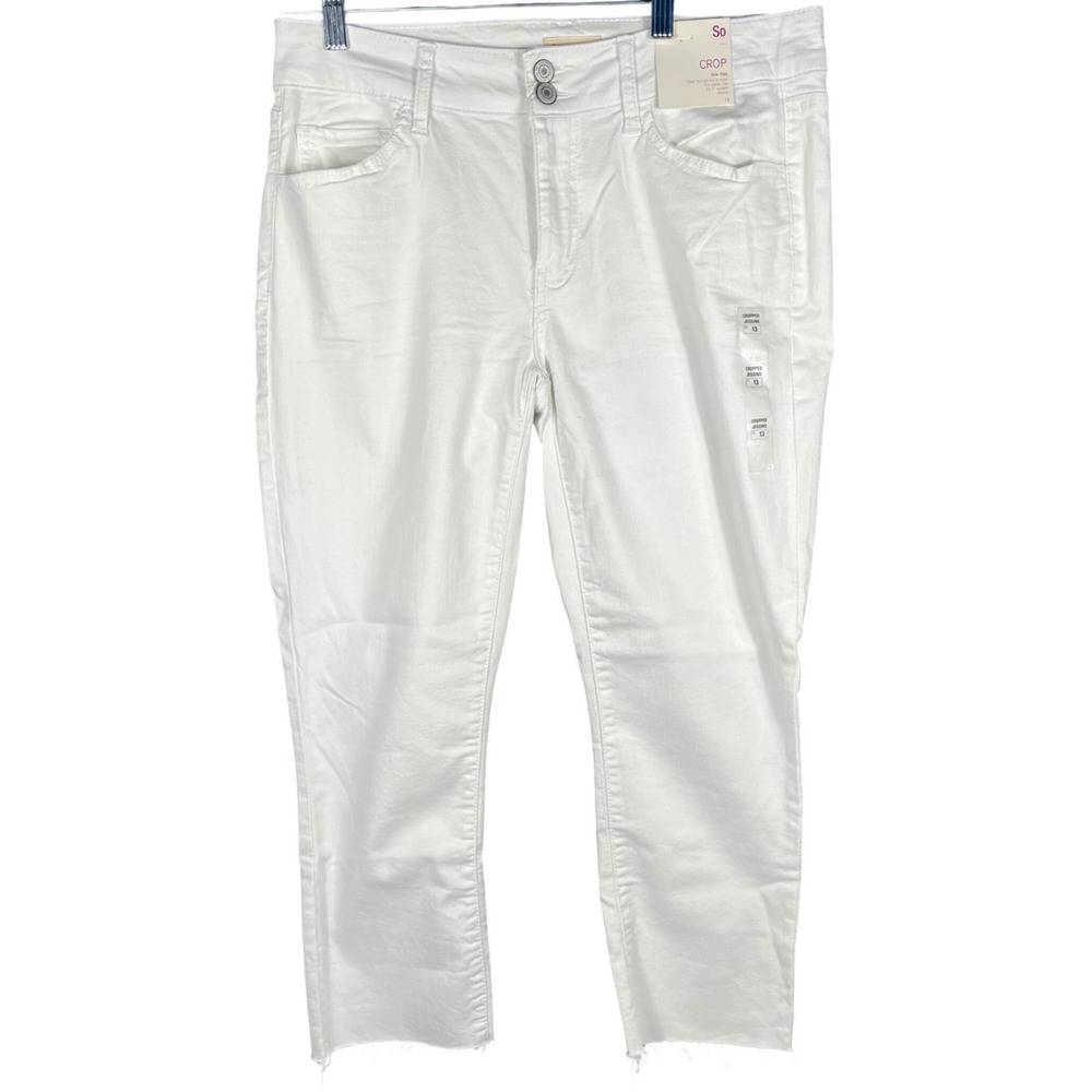 SO Cropped Jegging Juniors 13 White Low Rise‎ Raw Hem Stretch Denim Pants